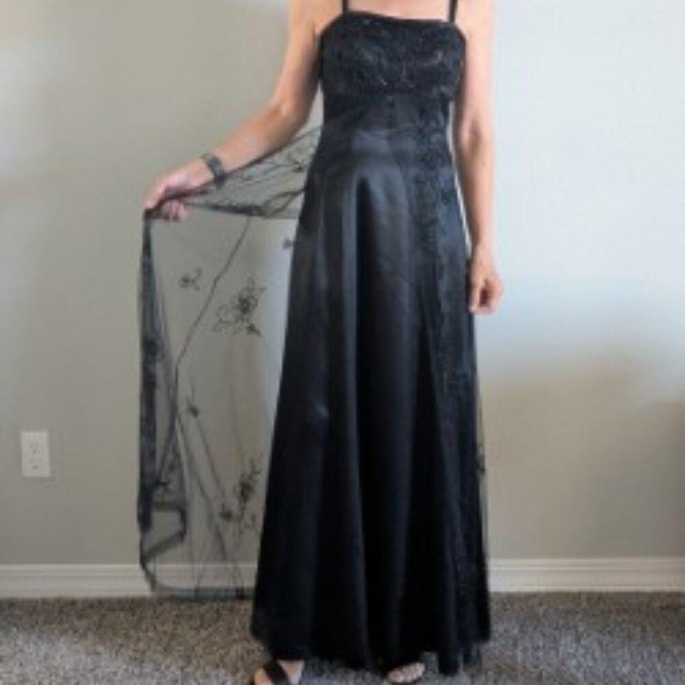 Vintage Cache floor length evening gown black